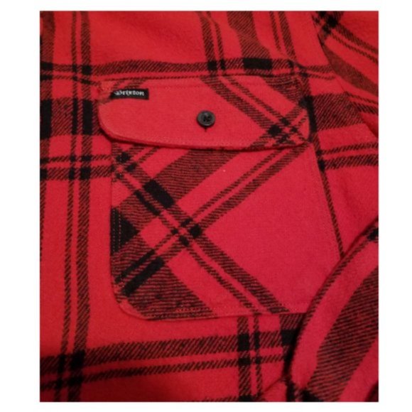 Men's Flannel Plaid Button Up Shirt | Red - Picture 3 of 3
